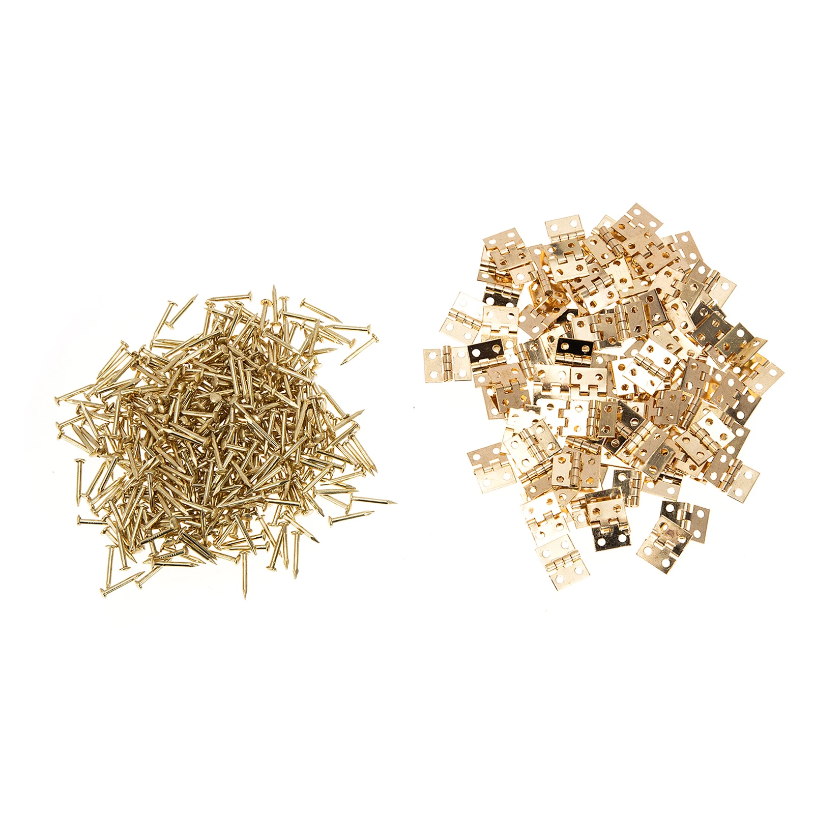 

100 Pcs Mini Wooden Box Hinges Golden Copper Connectors for DIY Craft Jewelry Storage with 400 Screws