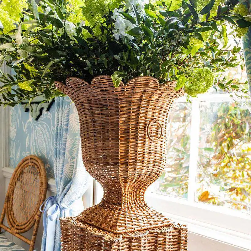 European rattan large vase high hand-woven simple hotel famous hotel lobby dried flower arrangement living room decoration