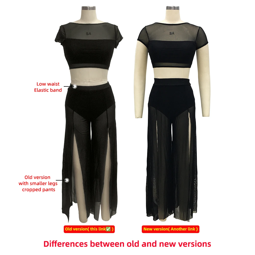 Old Version Inventory Cleared Lyrical Dance Wear for Women Girls Crop Top Wide Leg Pants 2piece Set Performance Costume Outfit