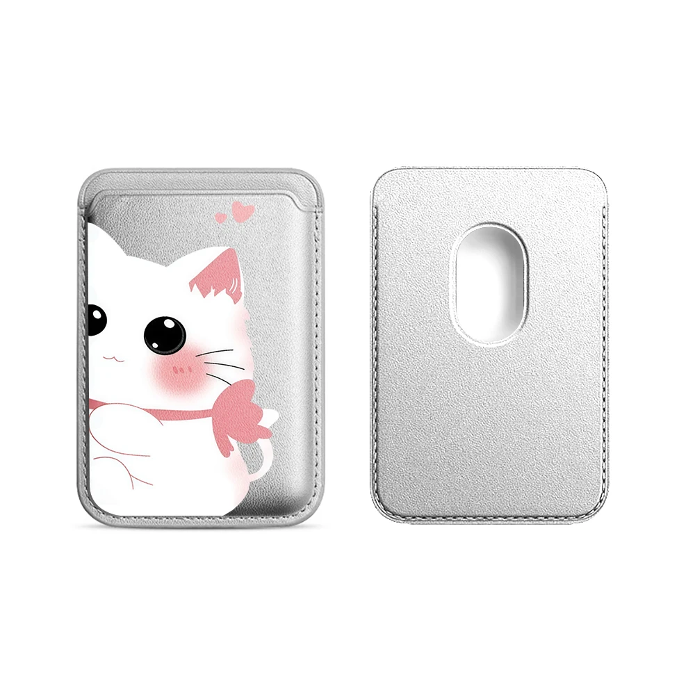 Elegante Katzen-Leder-Kartenhalter-Handyhülle für Magnetische Hüllen, Geeignet für alle iPhone Magsafe-Karten-Handy-Rückseiten-Taschen – Detail 18