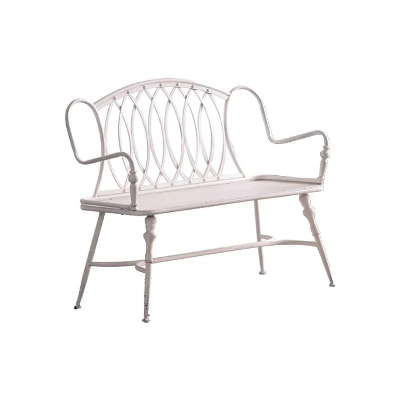 French romantic retro bench outdoor garden wrought iron back chair American old courtyard double chair studio props