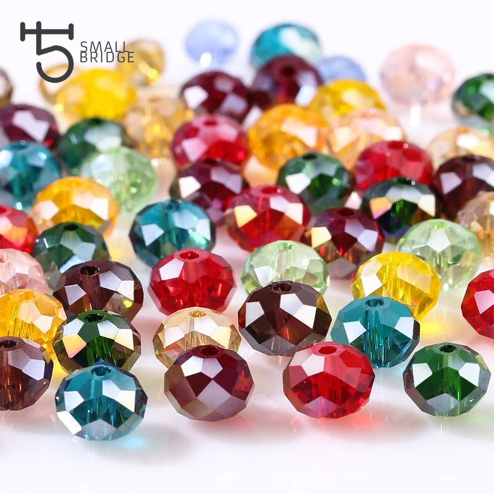 4 6 8 10mm Czech Loose Rondelle Crystal Beads For Jewelry Making Diy Needlework AB Color Spacer Faceted Glass Beads Wholesale