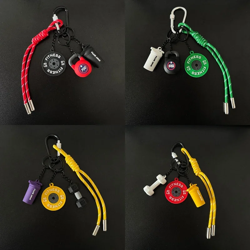 Sports Fitness Bag Pendant Mini Dumbbell Water Cup Keychain Camera Mobile Phone Backpack Accessories For Men Women Y2k Fashion