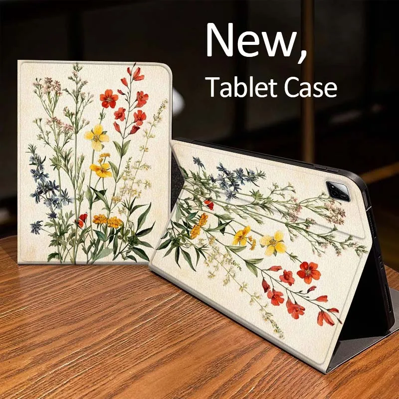 

Vintage Floral Illustration Case For Xiaomi Mi Redmi Pad 2 4 5 7S 6S 6 7 8 Plus SE Pro K 2025 inch 8.7 11 Tablet