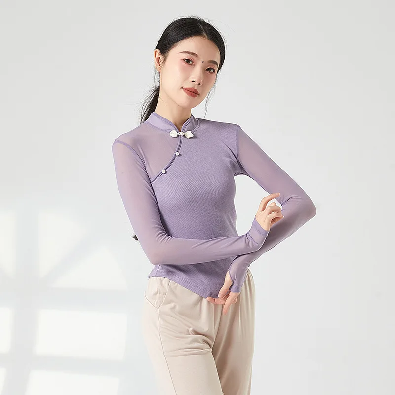Classical dance clothes women's new body training mesh loose Chinese dance top