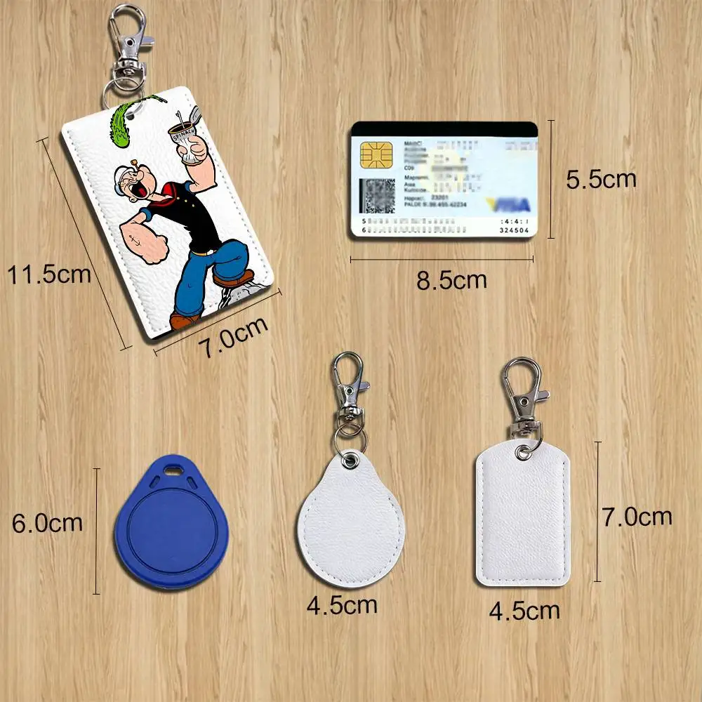 Eat spinach Popeye the Sailor Cartoon Singer Anime Card Keychain Fashion Pendant Bag ID Door Card Case Bus Card Cute Adult