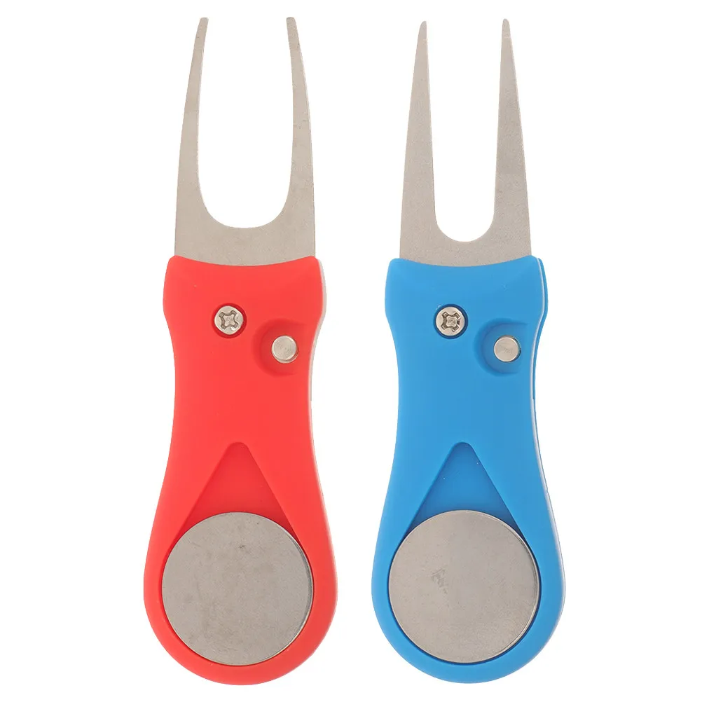 

2Pcs Professional Golf Divot Tool Set Compact Metal Turf Repair Fork Easy Carry for Course Maintenance Gift Idea