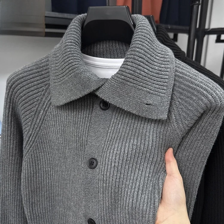 

Men's Open Cardigan Knitted Sweater Casual Loose Fit Faionable Collared Outerwear Spring Autumn New Sle Versatile Polyest...