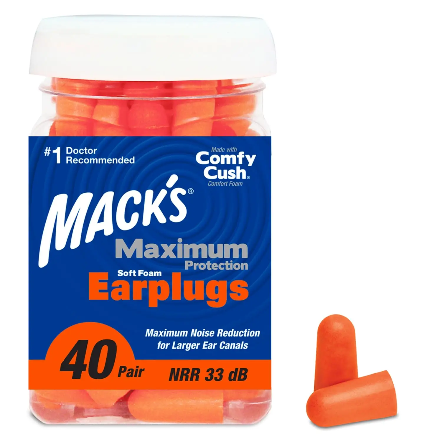 

Soft Foam Earplugs for Sleeping with 33 dB Noise Reduction, 40 Pair for Snoring, Concerts, Motorcycles and Power Tools