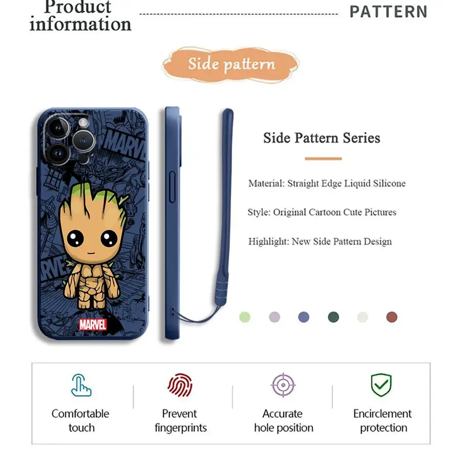 حافظة ناعمة من مادة TPU لهاتف آيفون 15 13 14 برو 16 16 برو ماكس 15 بلس XS XR 7 8 11 12 كارتون مارفل سبايدرمان جروت