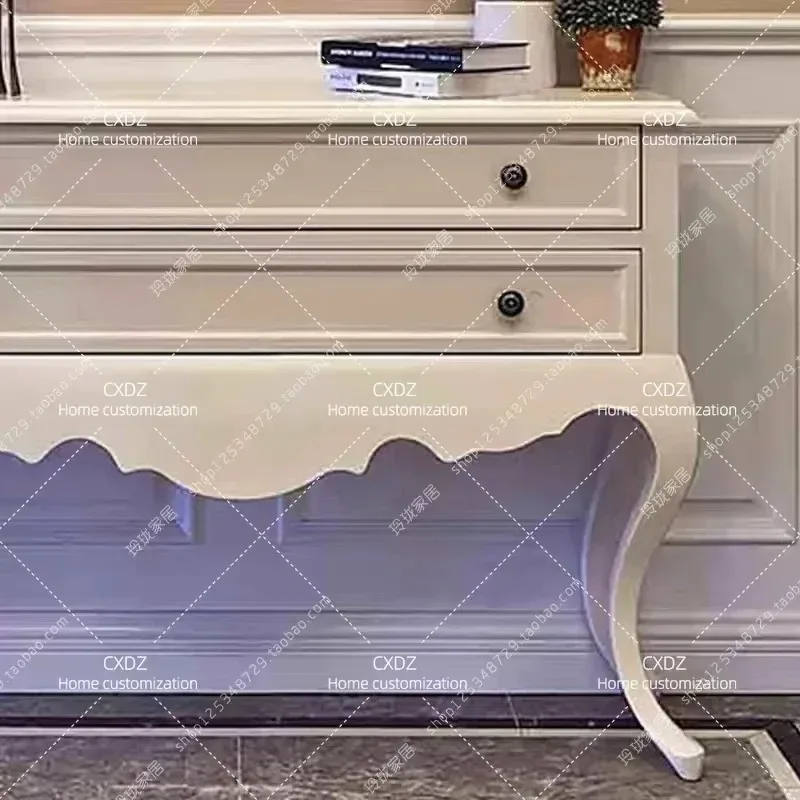 Simple Solid Wood Entryway Table Console Cabinet for Living Room Sofa Back Small Apartment Home Decor Storage Shelf