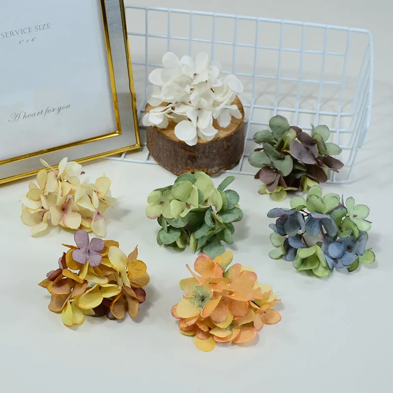 

14colors 8CM Artificial Silk Hydrangea Flower Head Vintage oil painting For DIY Wedding Wall Bouquet Decorative Party Decoration