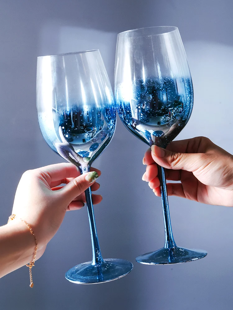 Blue Starry Sky Crystal Glass Goblet Red Wine Glass Mug Home High Value Party Grape Champagne Glass Cocktail Set Furniture Items