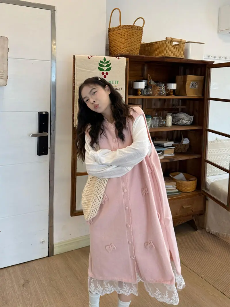 

Knitted Sleeveless Dresses Elegant Womens Summer Petite Lap Soft Ribble Square-Neck Trendy Lettuce Smooth Cut Flowers Highstreet