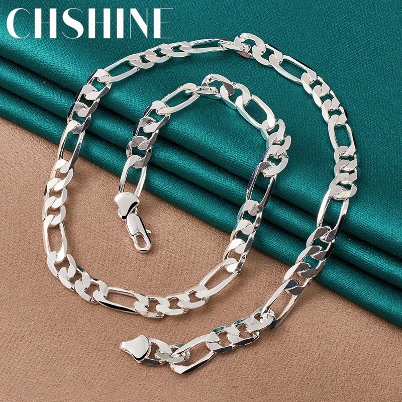 CHSHINE 925 Sterling Silver 8MM Side Chain 16/18/20/22/24 Inch Necklace For Men Women Wedding Party Fashion Jewelry