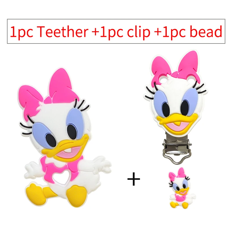 1/3/10 قطعة سيليكون ديزي دونالد الطفل مشابك مصاصة للرضع الغذاء الصف سيليكون الحلمة حامل BPA الحرة الطفل التسنين الخرز DIY بها بنفسك
