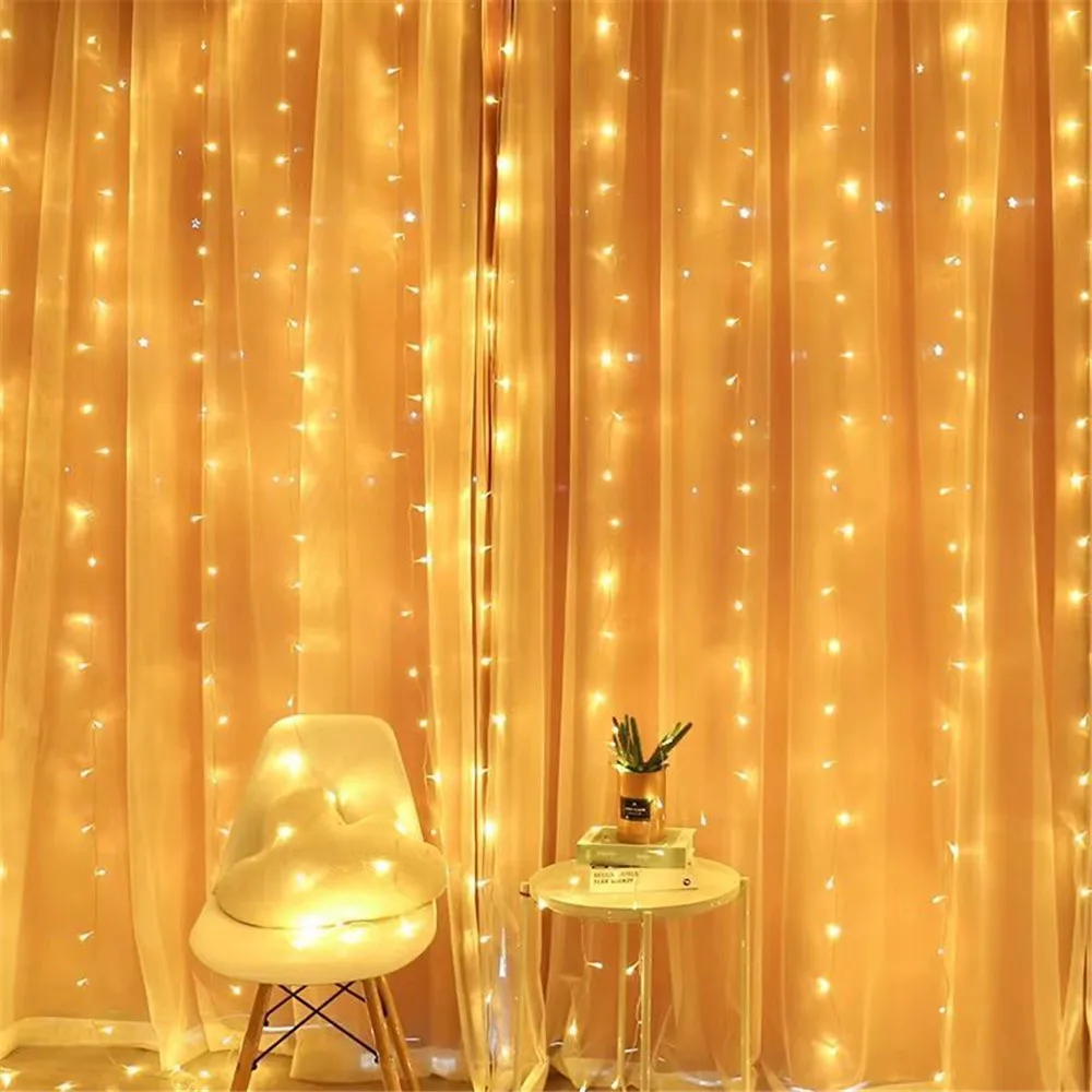 LED USB Curtain String Lights 8 Mode with Remote Fairy Holiday Garland Lamp for Christmas Party Wedding Room Garden Decoration