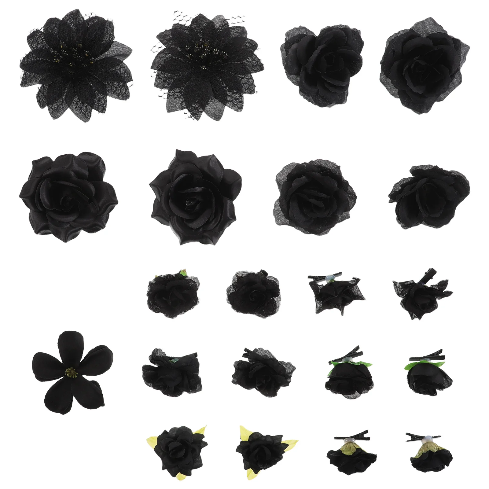 

21 шт., набор аксессуаров для волос в виде розы, черные заколки с искусственными цветами для свадьбы, декор для волос в богемном стиле, легкий, удобный