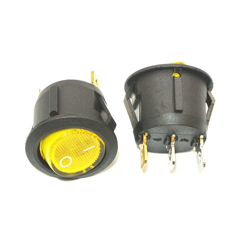 1pc Red Green Blue ON/OFF Round Rocker Toggle Switch 6A/250VAC 10A 125VAC Power Switch cap with Plastic Push Button Switch 3PIN