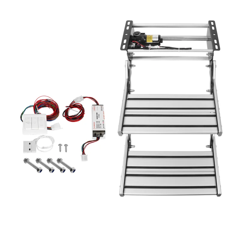 

HEYRV Caravan Electric Two-Level Step with LED Light Thickened Aluminum Alloy Camper Stair