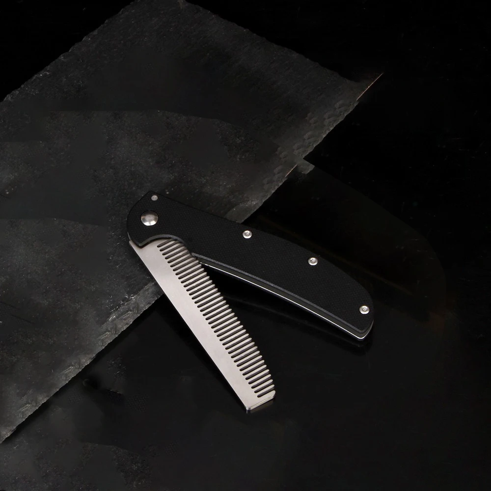 أمشاط فولاذية عتيقة قابلة للطي من الفولاذ المقاوم للصدأ للرجال، أمشاط اللحية المحمولة برأس الزيت للرجال، أمشاط الشعر، أدوات تشكيل قابلة للطي