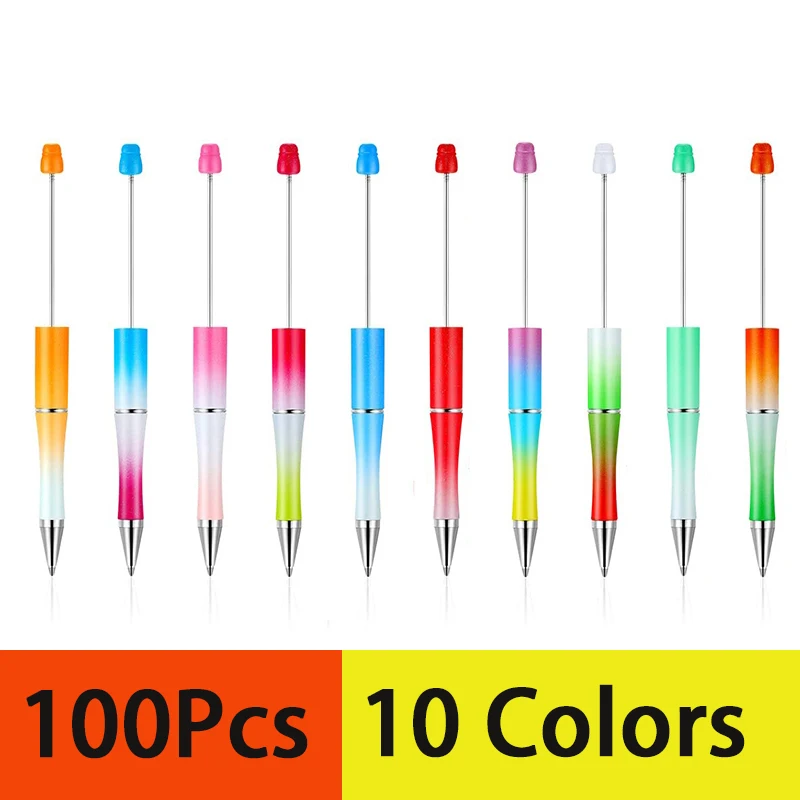 

100Pcs Beadable Ballpoint Pens 1.0mm Bead Rollerball Pen Plastic DIY Black Ink Pens Beaded Pens Gift for Kids Students Office