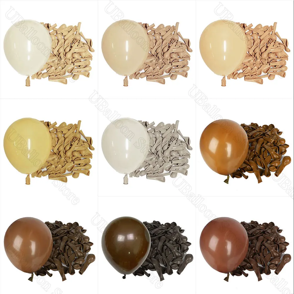 10/30/50Pcs Boho Brown Balloons White Sand Skin Nude Dark Coffee Brown Latex Balloons for Neutral Baby Shower Birthday Decor