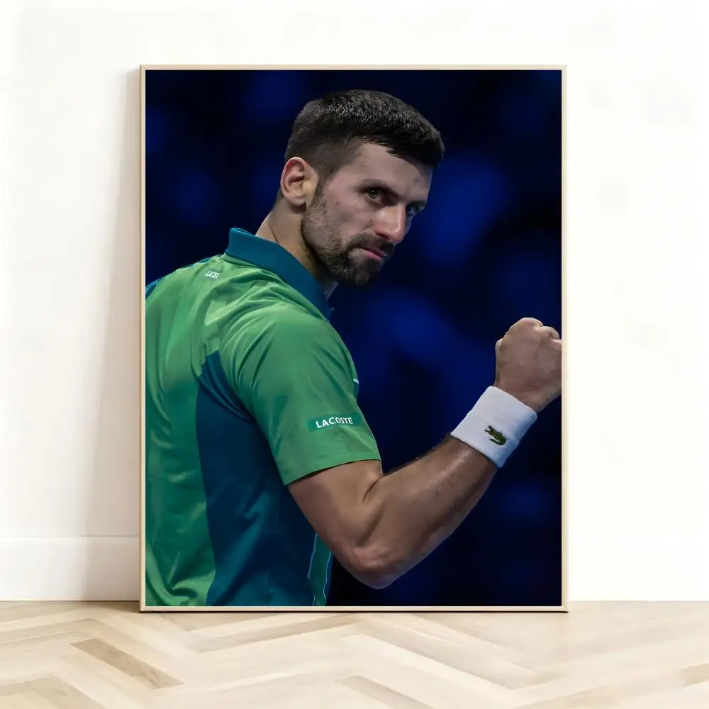 Relentless Competitive Athlete N-Novak Djokovic Poster Classic Self-Adhesive PP Wall Sticker for Living Room Bar Decor Gift