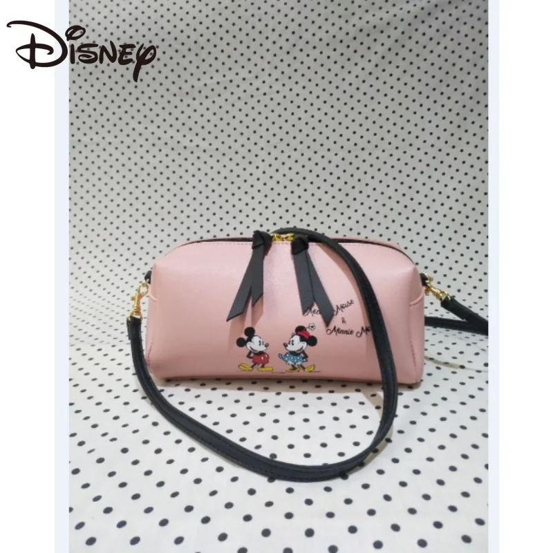 MINISO Disney Cartoon Mickey New Fashion All-match Cosmetic Bag Boston Messenger Bag with Detachable Shoulder Strap