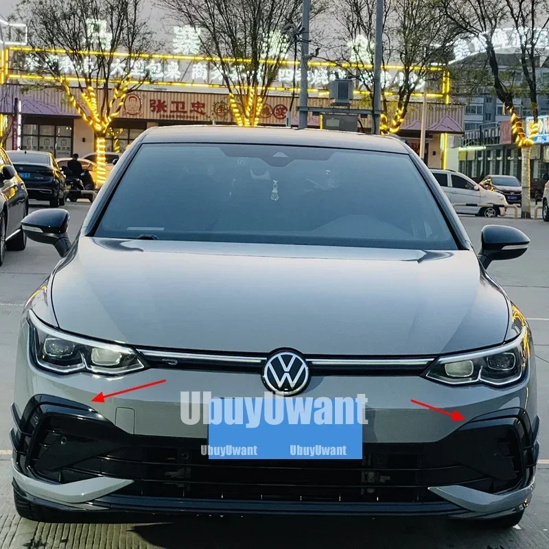 Gloss Black Tuning For VW Golf 8 MK8 GTI R-Line 2020+ Car Front Bumper Side Splitter Spoiler Trim Fog Light Canard Body Kits