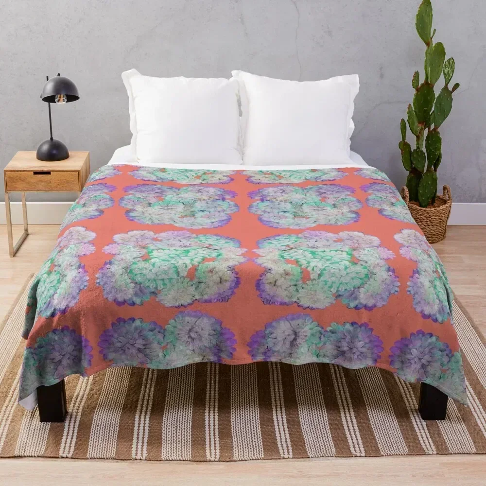

Blooming Flower Painting-Coral Throw Blanket Cozy Throw Blanket for Bed Sofa Chair