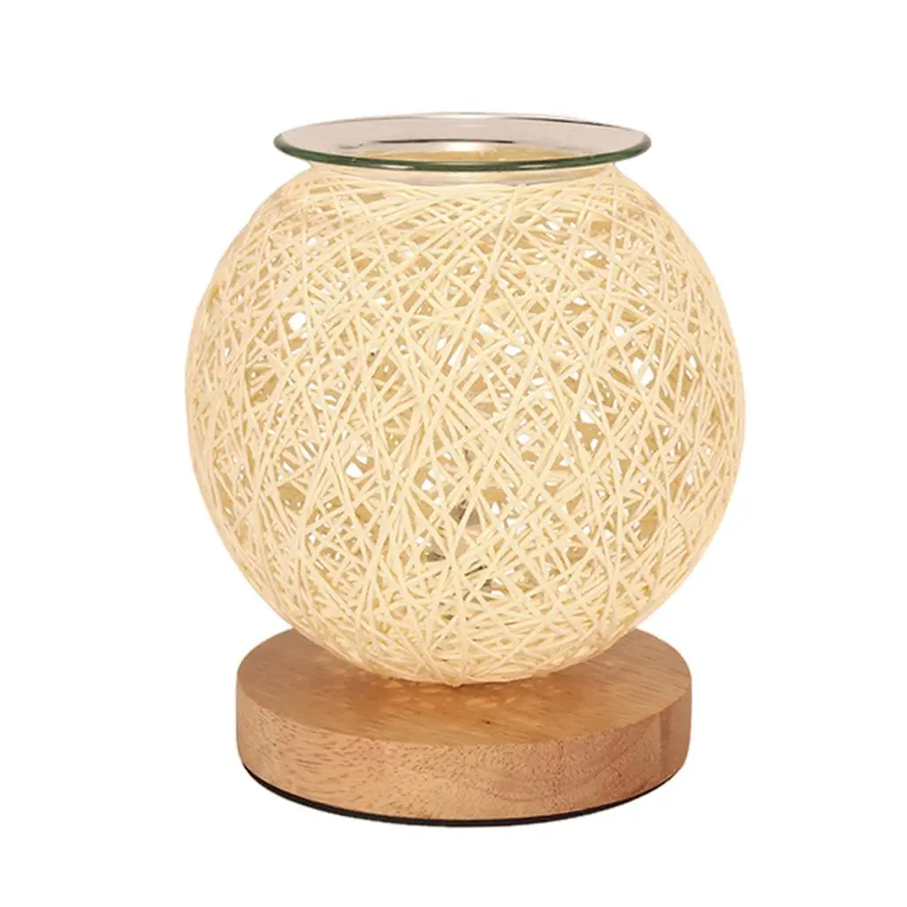 Handwoven Rattan Ball ing Warmer Electric Fragrance Wax Burner Melter Table Lamp for