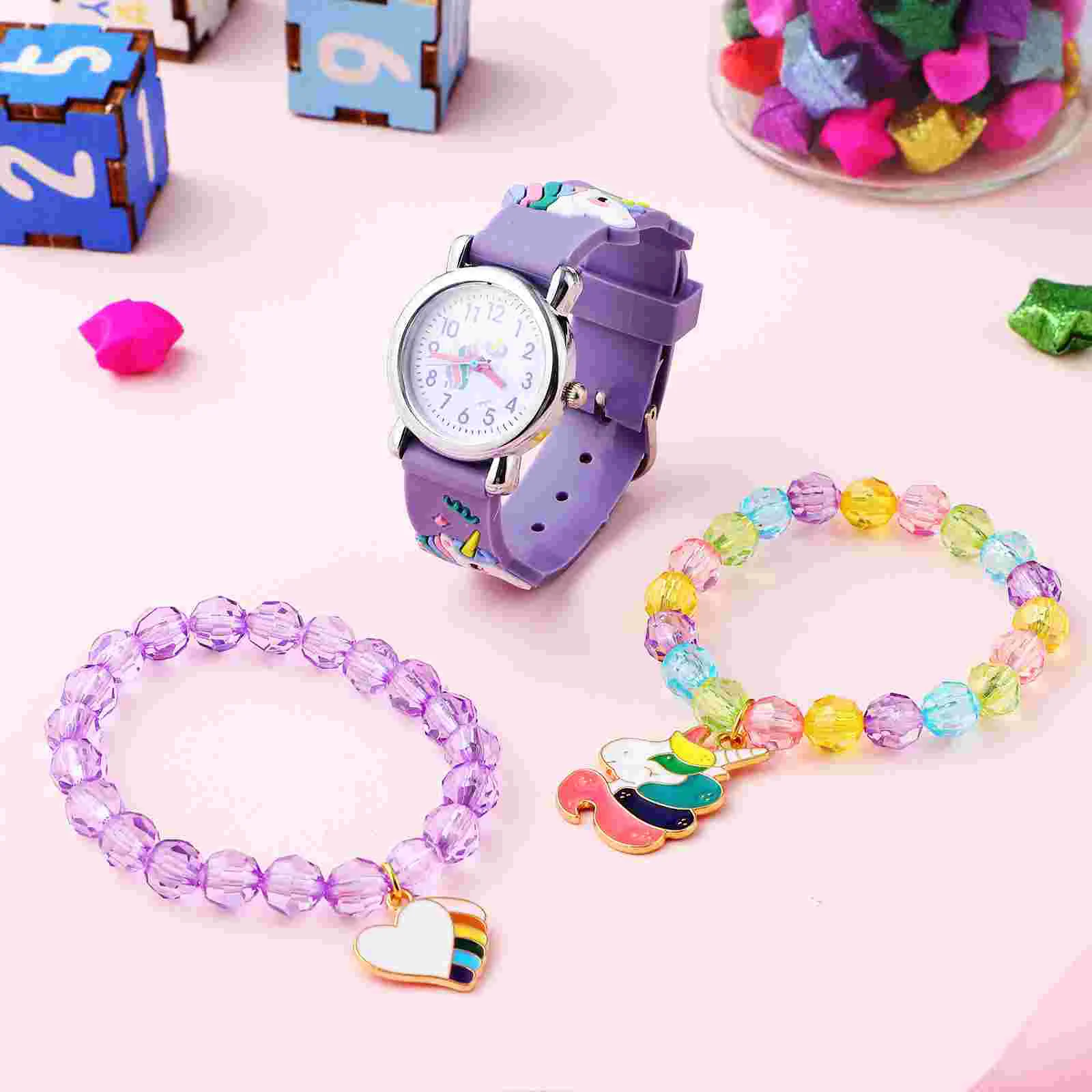 Jam tangan anak kartun Unicorn, gelang Unicorn anak perempuan