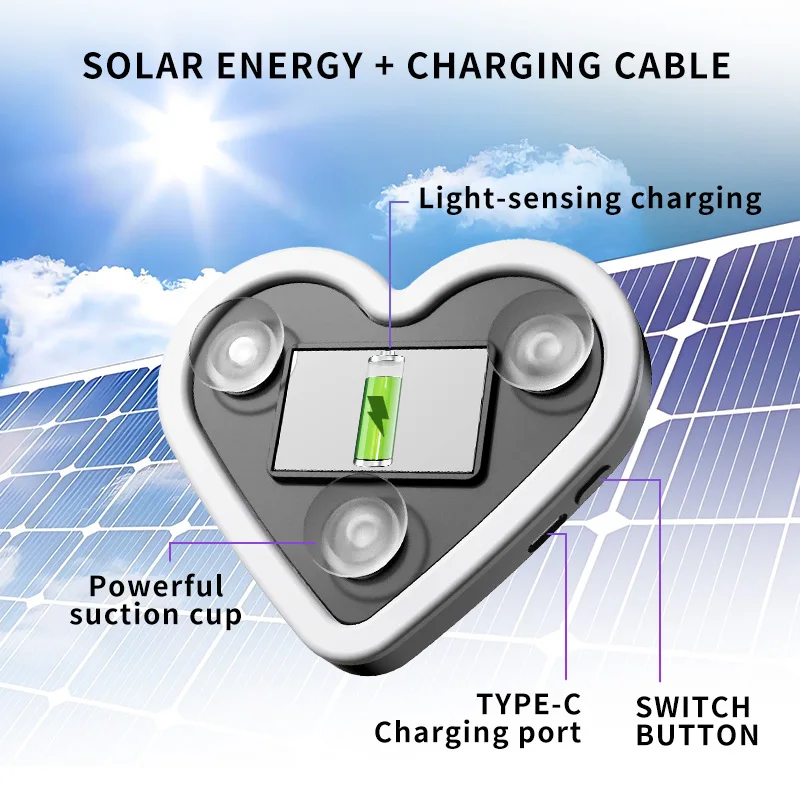 جديد الطاقة الشمسية الثلاثي نافذة شكل قلب سيارة المحيطة شرائط مصباح الديكور Voitures الداخلية اكسسوارات الفقرة السيارات Led