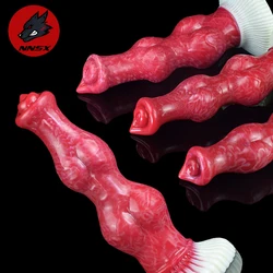 NNSX Monster Dog Dildоs With 4 Knot Animal Penis Fantasy Prostate Massager Fake Dick Anal Plug Silicone All for Adult Sex Toys