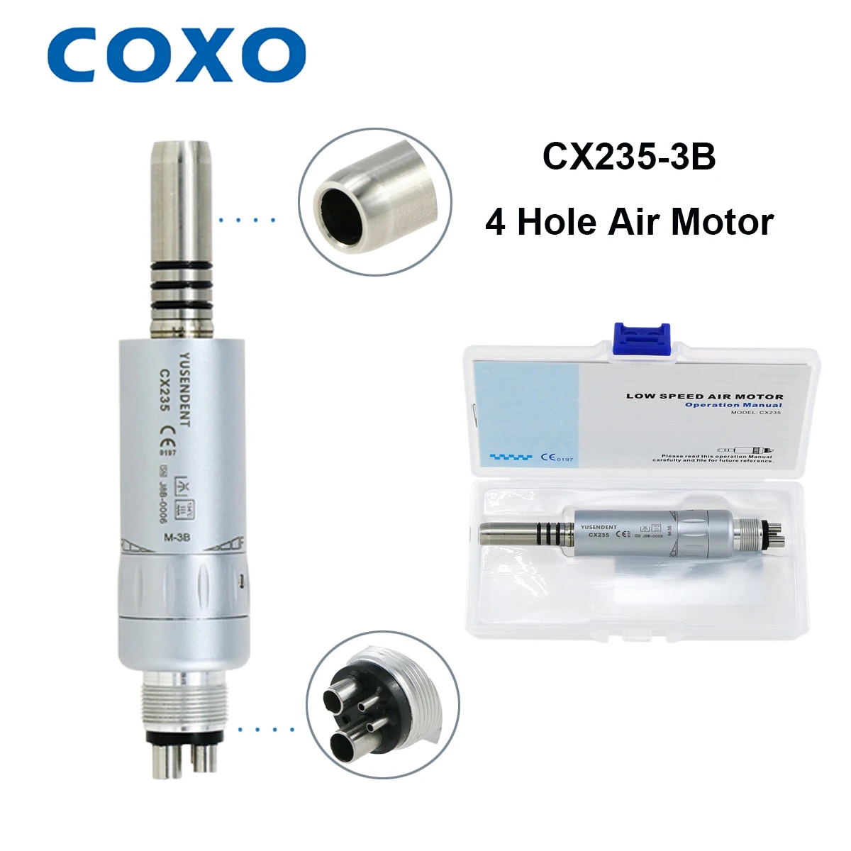 COXO Dental LED Fiber Optic Air Motor For Low Speed Handpiece Internal Water Spray 2/4/6 Holes E Type Fit NSK KAVO Dental Tools