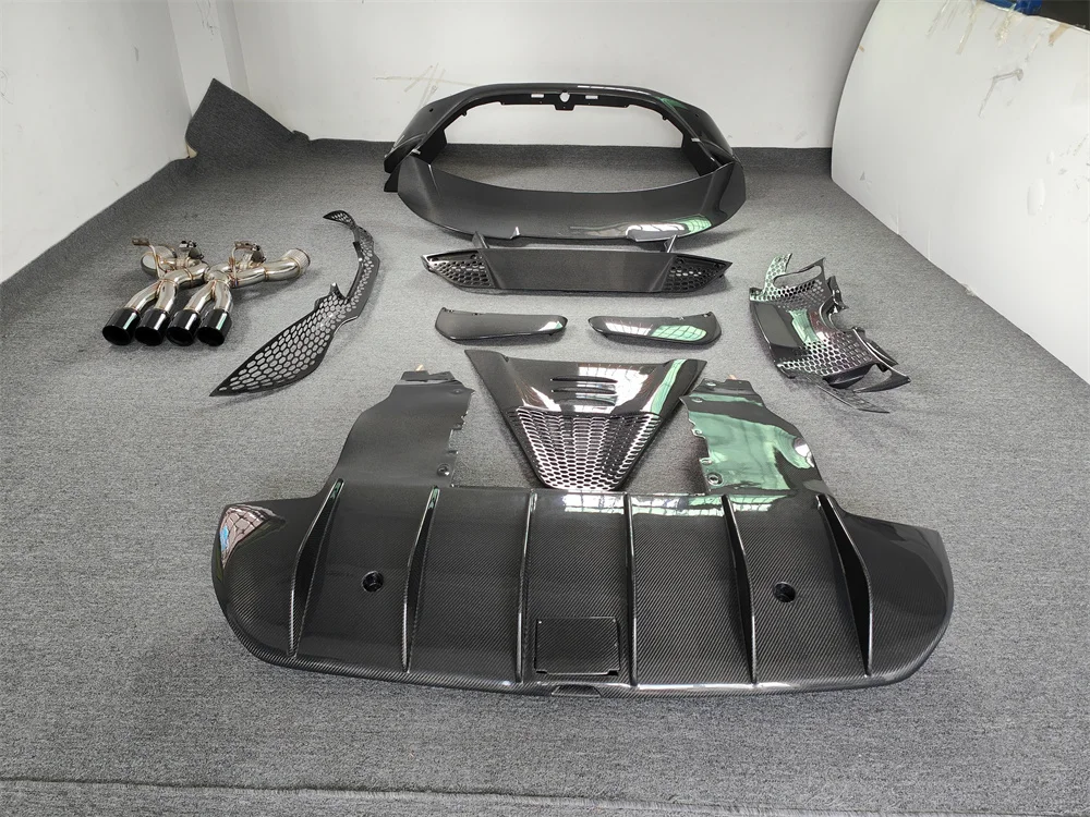 طقم هيكل طراز 765LT لسيارة ماكلارين 720S المصد الخلفي من ألياف الكربون المطورة وجناح الذيل ومجموعة هيكل الباب الخلفي