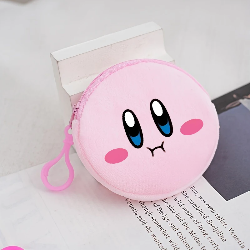 Kirbys Cute Plush Coin Purse Keychains Anime Kawaii Expression Wallet Schoolbag Key Ring Pink Mini Money Bag Kids Gift Hot Sales