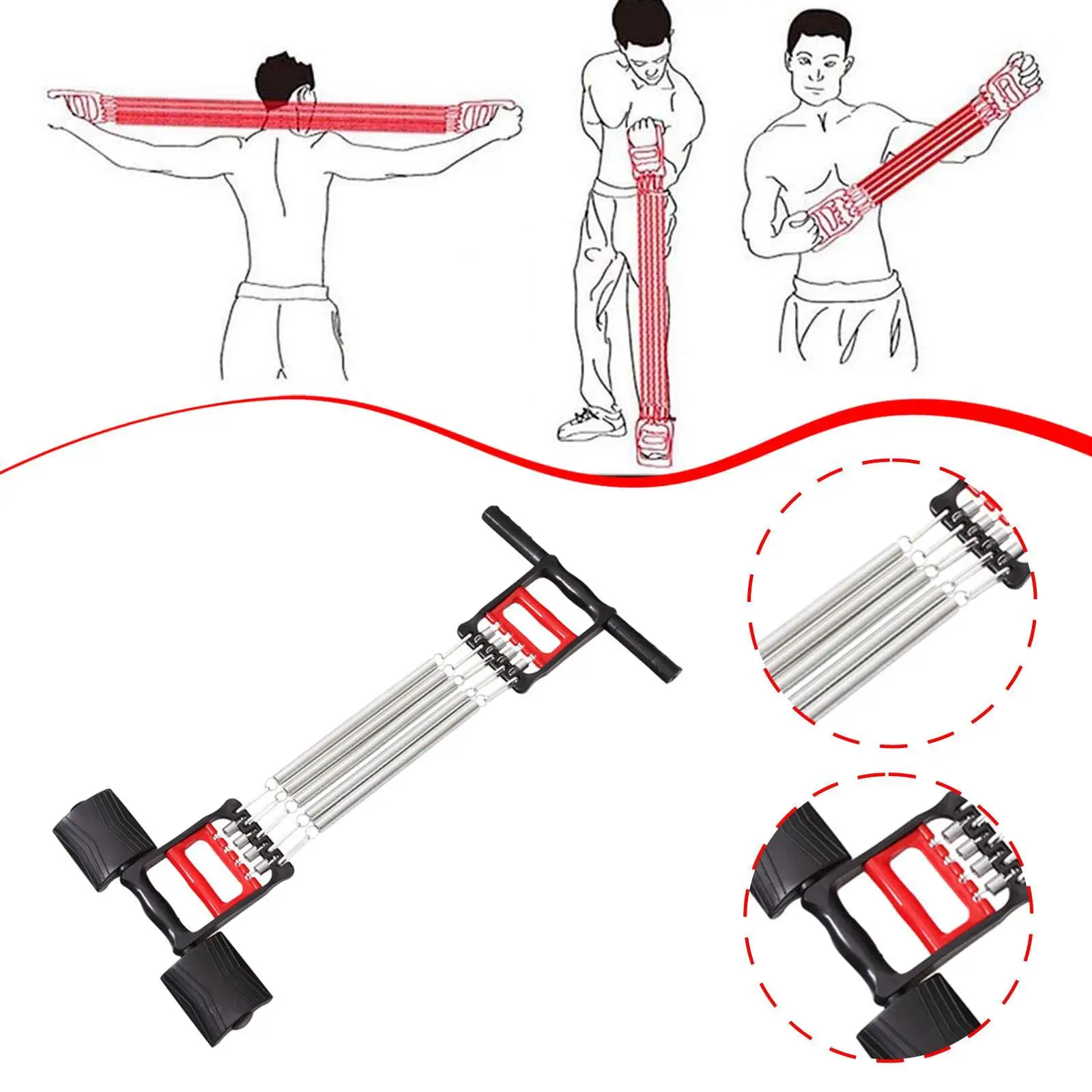 Spring Chest Expander Ergonomic Handle Pull Up Bar Strength Training Tool for Yoga Fitness Chest Exercises Equipment