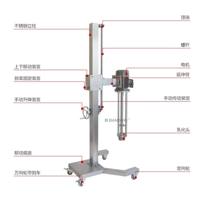 

Mobile Emulsifier, Cosmetics High Shear Homogenizer Bottom Homogenizer