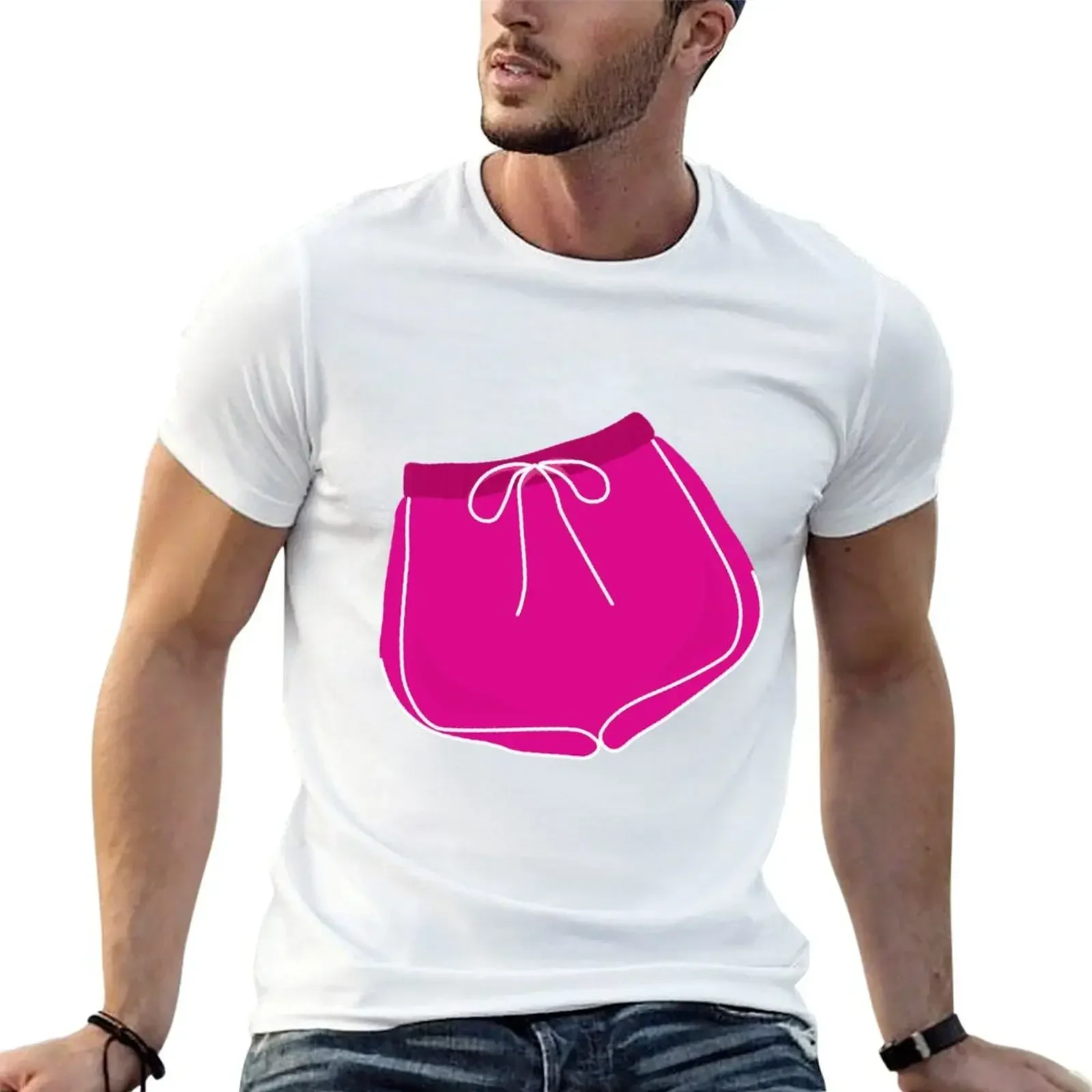 

Pink Booty Shorts T-Shirt cotton graphic tees summer tops mens white t shirts