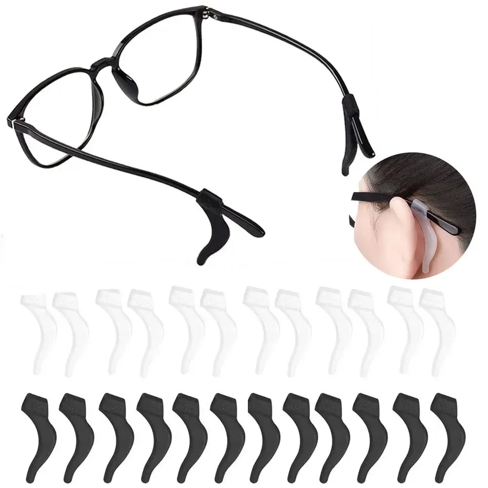 5-20pairs Glasses Anti-slip Ear Hooks Silicone Antiskid Glasses Leg Ear Sleeve Clear Anti-fall Eyewear Grip Holder Accessories