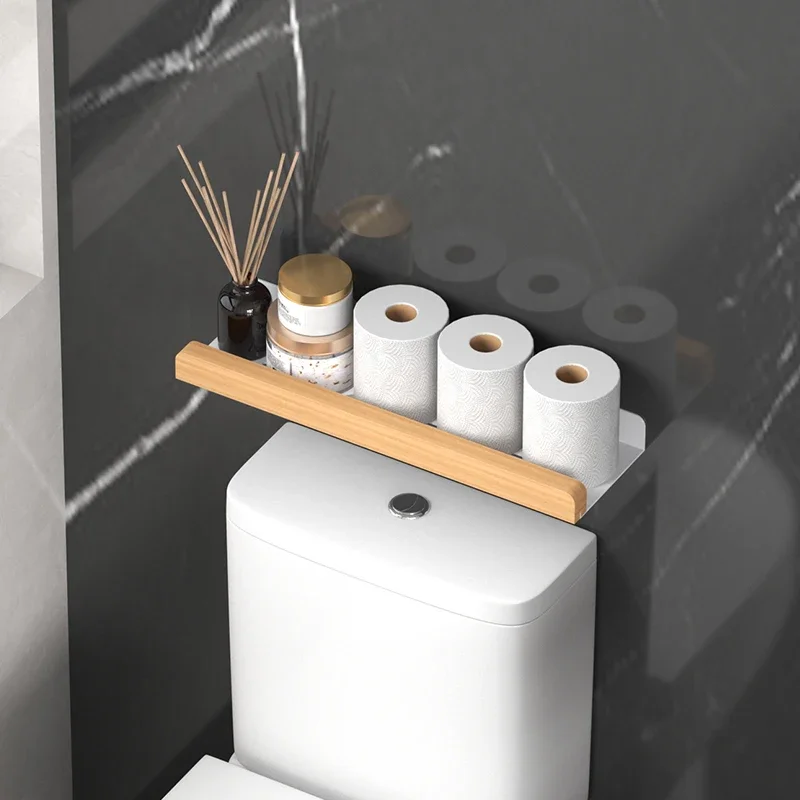 Living Room Accessory Storage Rack, Bathroom Storage Rack Wall Mounted, Non Perforated Bathroom Storage Rack Above the Toilet