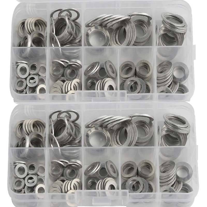 

200pcs M5 M6 M8 M10 M12 M14 Mix Aluminum Gaskets Washers Aluminum Flat Metal Sealing Rings Assorted Set Washers