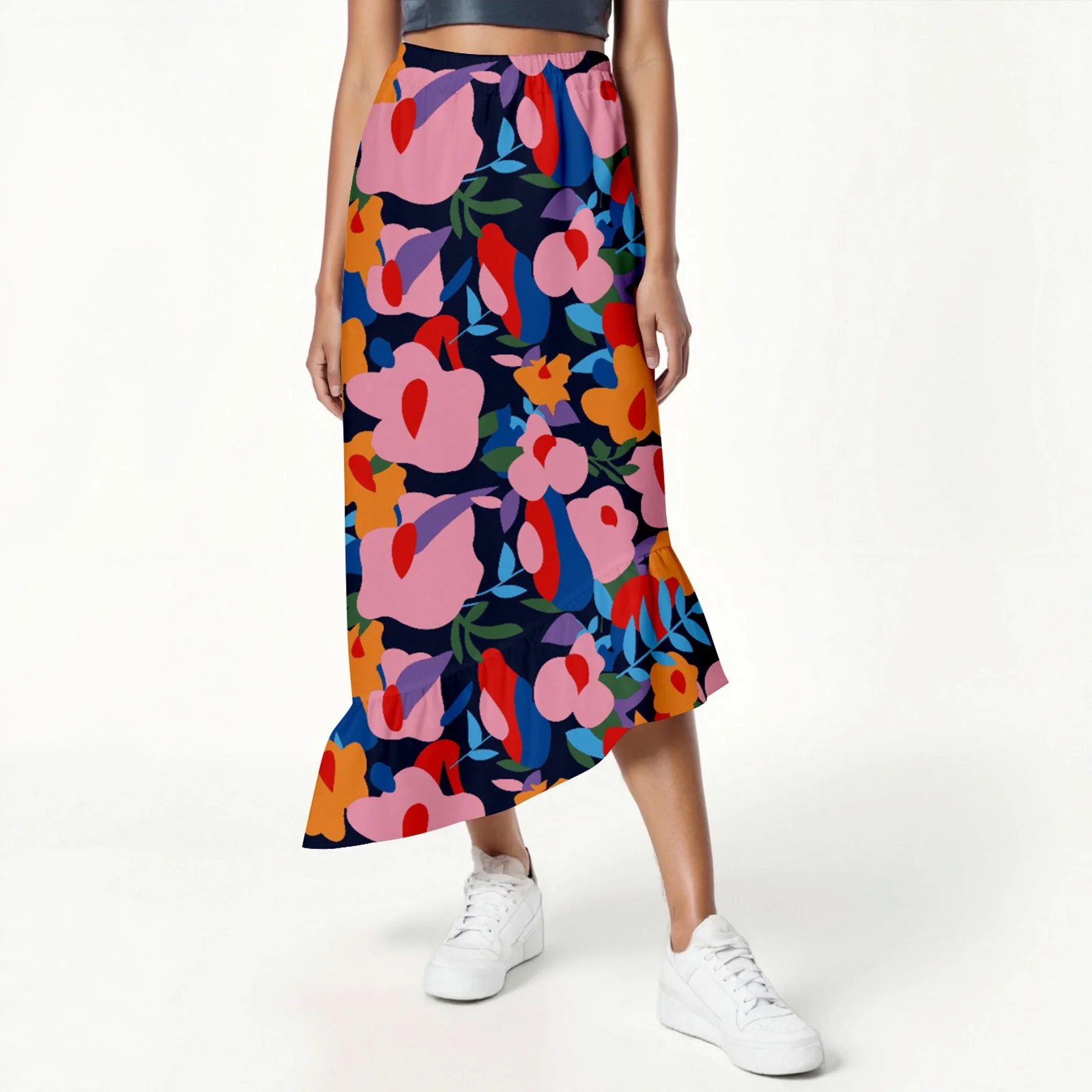

Women's Floral Print Midi Skirt Casual Elastic High Waist Pleated Flowy Maxi Skirt Pockets Skirts for Women Women's Skirts 2025