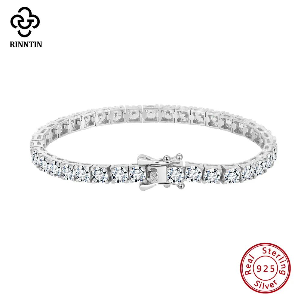 

Rinntin 2mm 3mm 4mm Round Cubic Zircon Tennis Bracelet Women's Men's 5A Zirconia Jewelry Elegant Wedding Party Accessories SB204