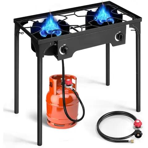 150000 BTU Portable Gas Camping Stove for Outdoor Propane Cooking HighPressure Single Burner with 20psi Regulator Ideal for Cam