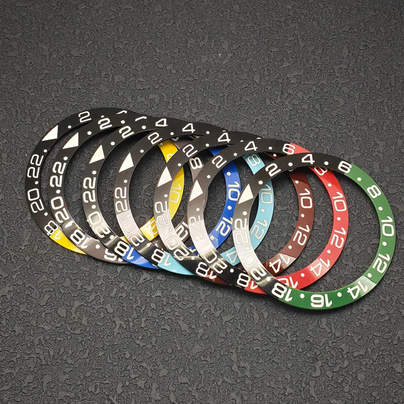 38MM×30.5MM Sloping GMT Double Color Ceramics Bezel Insert Blue Luminous Fits SKX007 SKX009 SPB185 SPB187 Replacement Parts