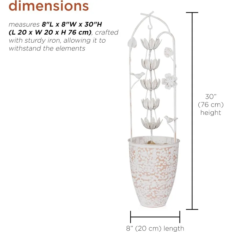 YHL866 30-дюймовый металлический фонтан в деревенском стиле с декоративным цветком — каскадная водопадная функция для садов