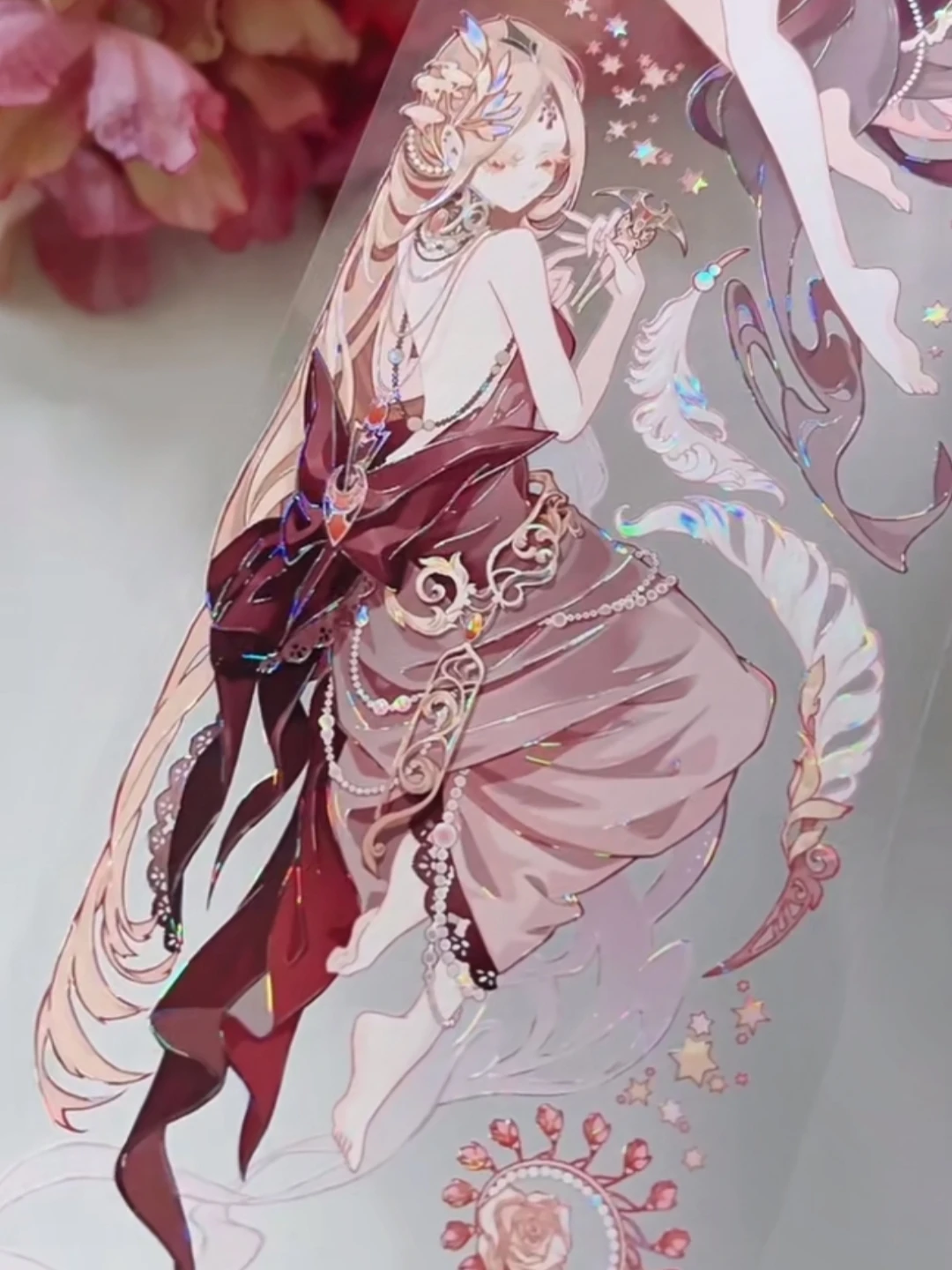 5M Shining Flower Poetry Shell Shiny Pet Washi Tape Planner Journal Badge Diy Pink Character